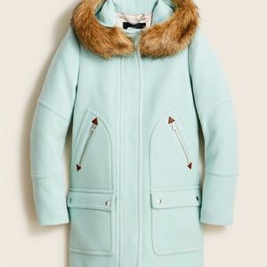 J. Crew Chateau Parka Italian Stadium-cloth wool  with Faux Fur Collar; size2